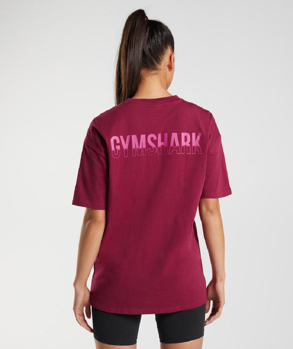 T Shirts Gymshark Fraction Oversized Mujer Rosas | MX_4042NWY