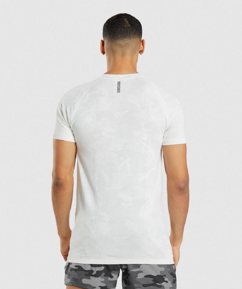 T Shirts Gymshark Geo Seamless Hombre Blancos Grises Claro | MX_3270LIS