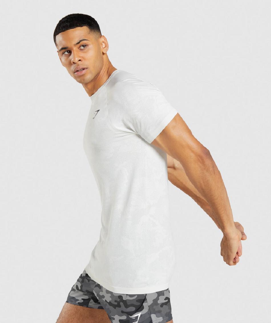 T Shirts Gymshark Geo Seamless Hombre Blancos Grises Claro | MX_3270LIS