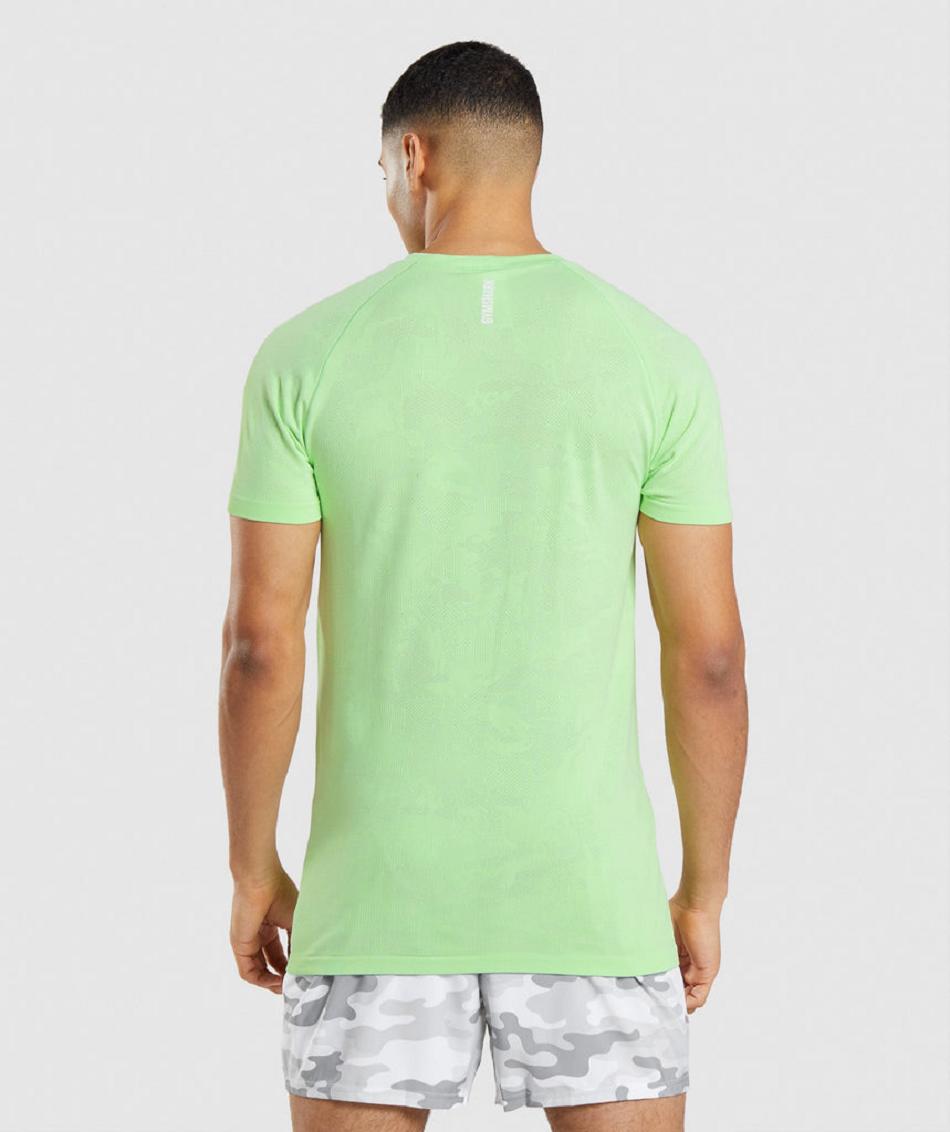 T Shirts Gymshark Geo Seamless Hombre Verdes Blancos | MX_3171KOR