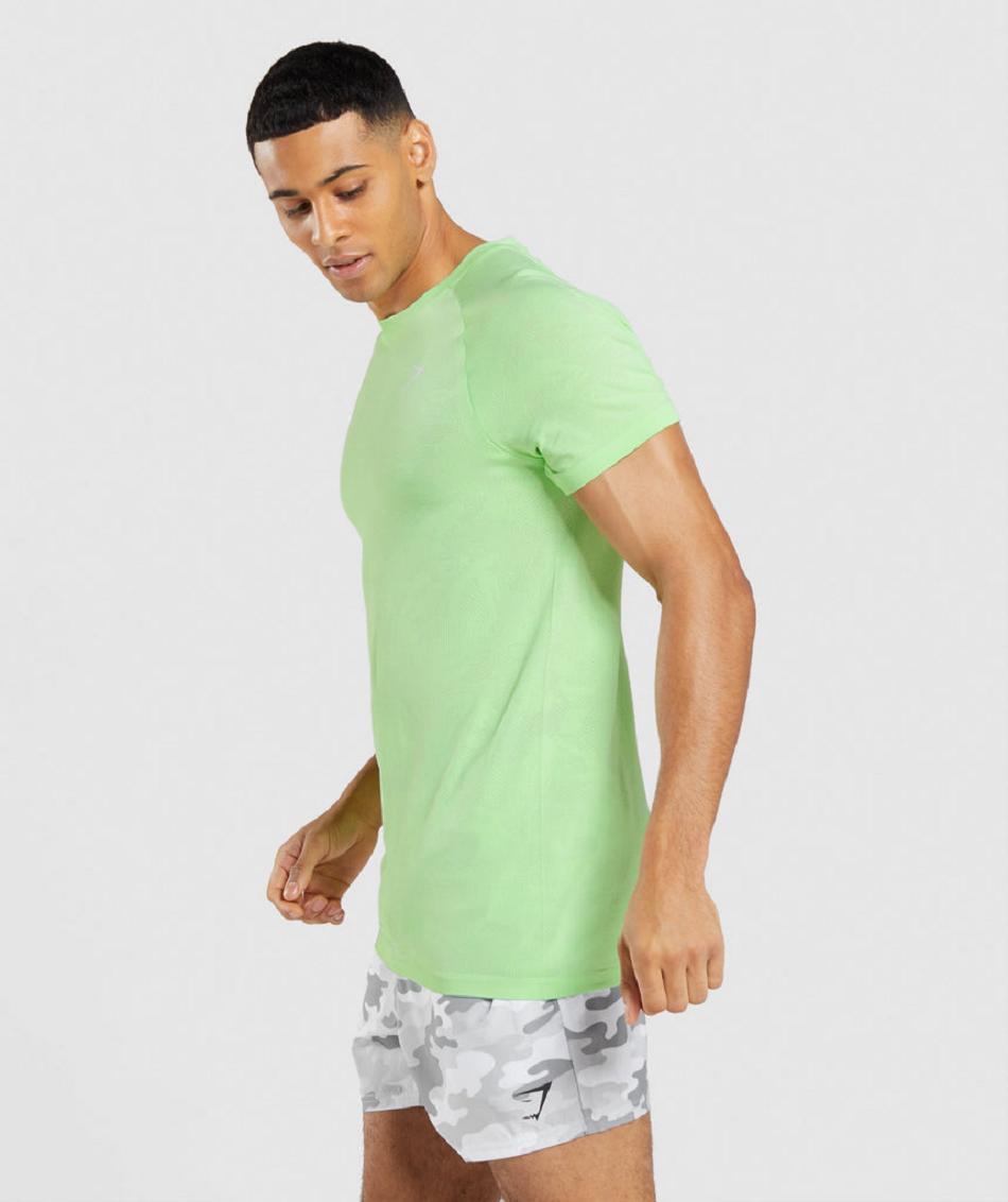 T Shirts Gymshark Geo Seamless Hombre Verdes Blancos | MX_3171KOR