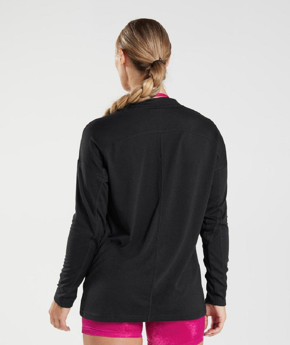 T Shirts Gymshark Gs Power Long Sleeve Mujer Negros | MX_4041BEX