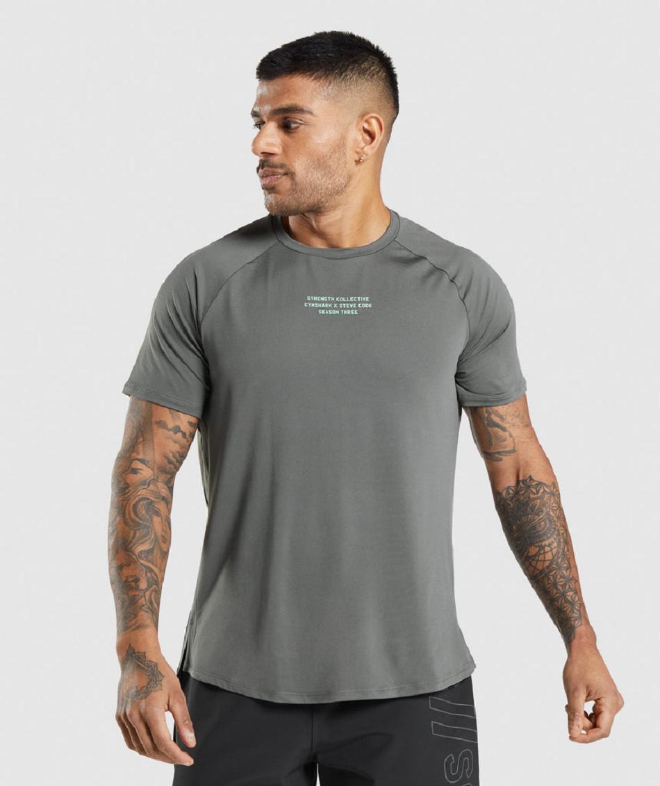 T Shirts Gymshark Gymshark//Steve Cook Hombre Grises | MX_3109QMA