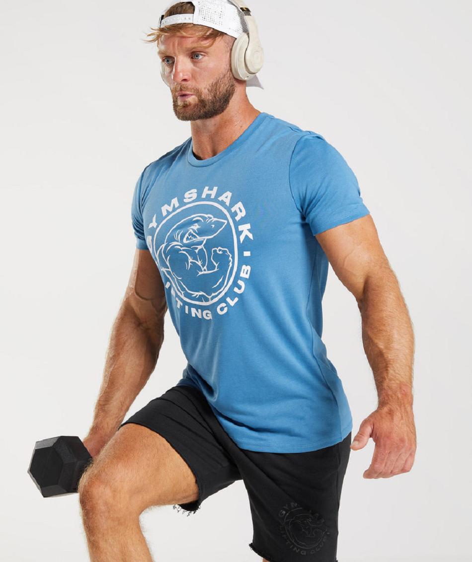 T Shirts Gymshark Legacy Hombre Azules | MX_3225QMA