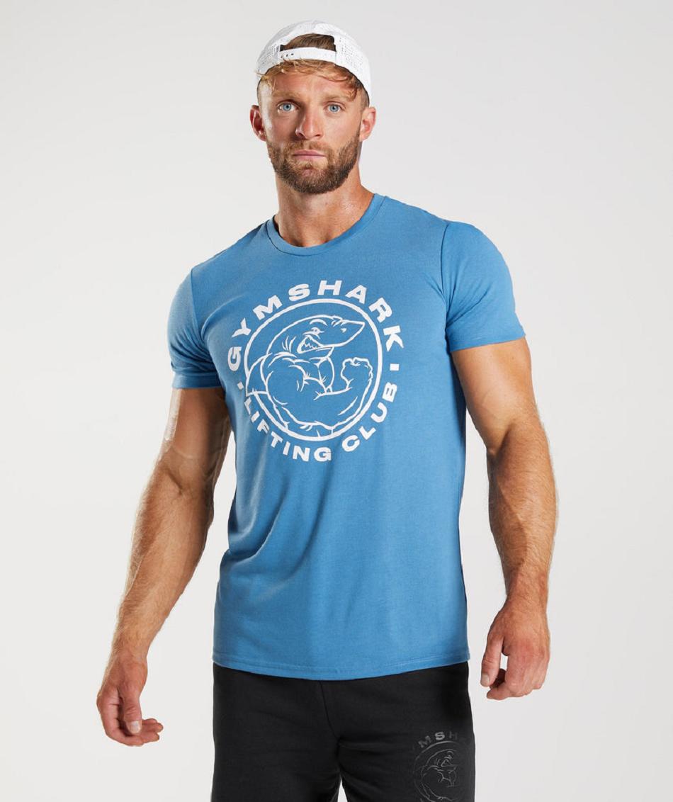 T Shirts Gymshark Legacy Hombre Azules | MX_3225QMA