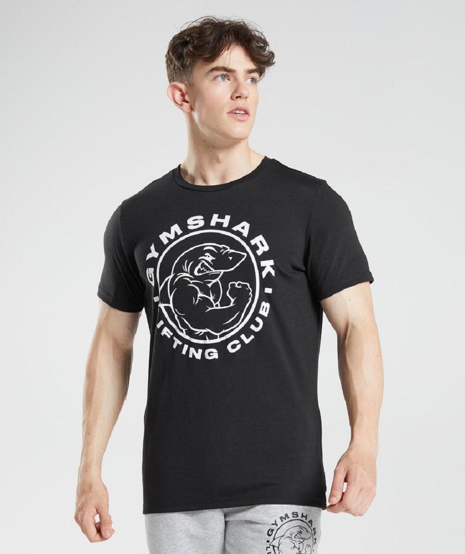 T Shirts Gymshark Legacy Hombre Negros | MX_3169HAP