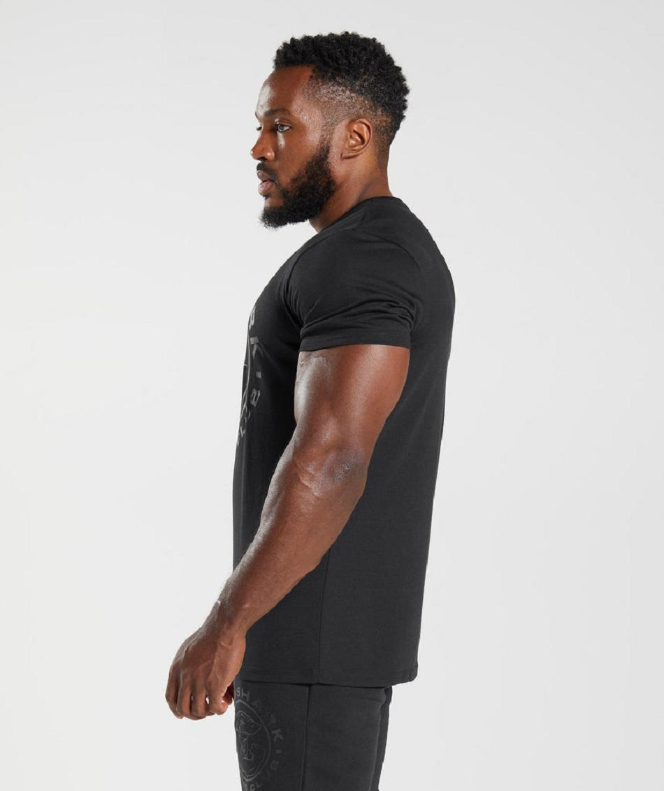 T Shirts Gymshark Legacy Hombre Negros | MX_3221VRW