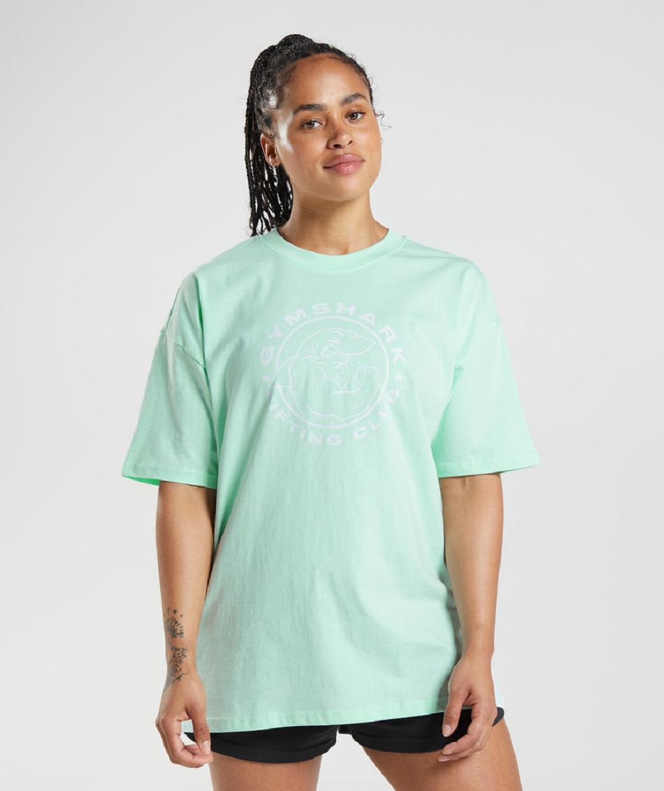 T Shirts Gymshark Legacy Oversized Mujer Azules | MX_4014BEX