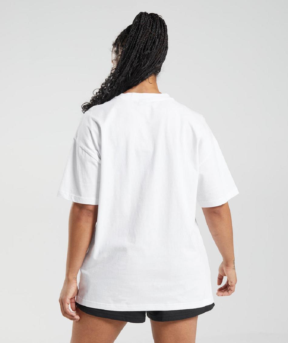 T Shirts Gymshark Legacy Oversized Mujer Blancos | MX_4031FDN