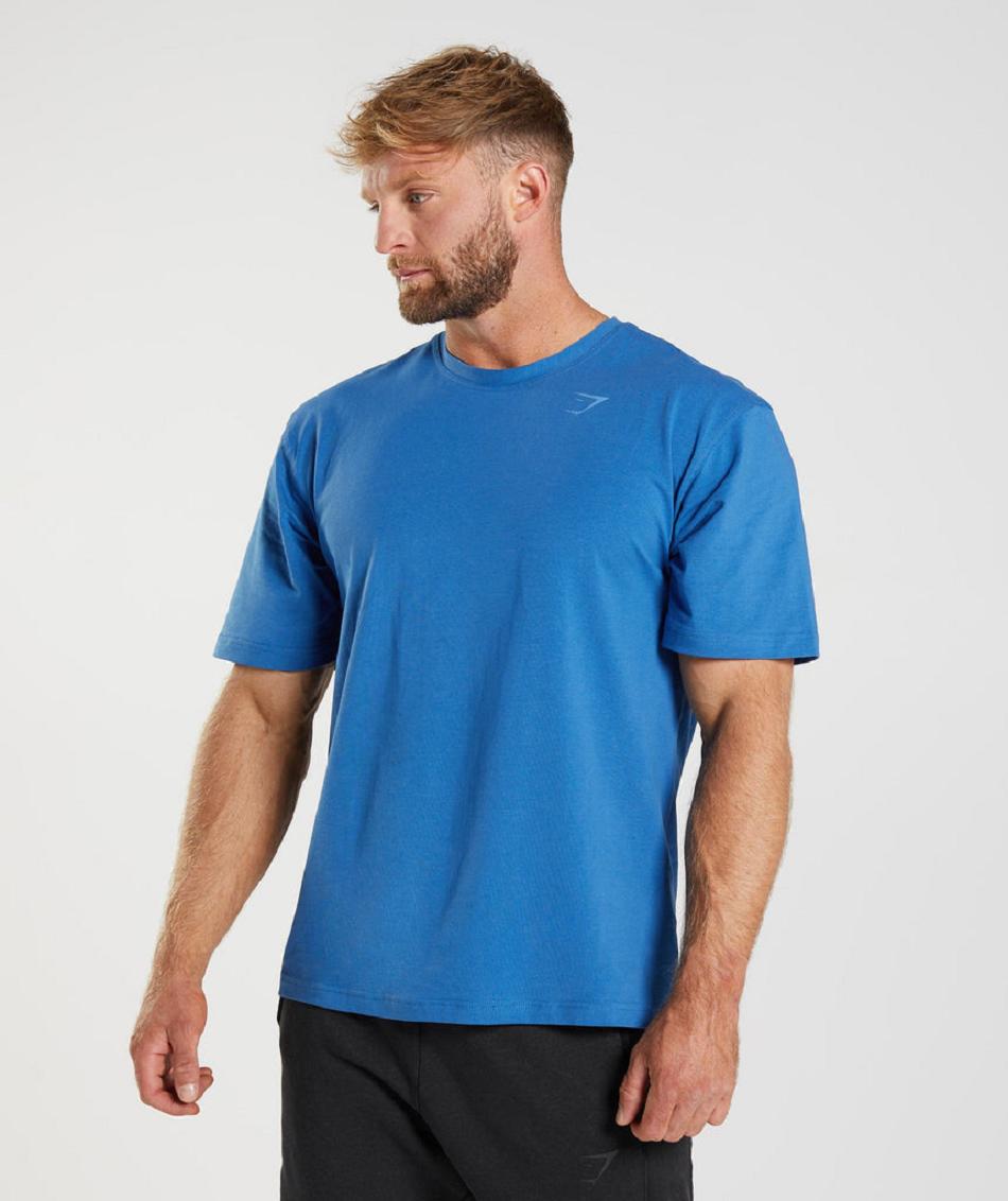 T Shirts Gymshark Power Hombre Azules | MX_3293BEX