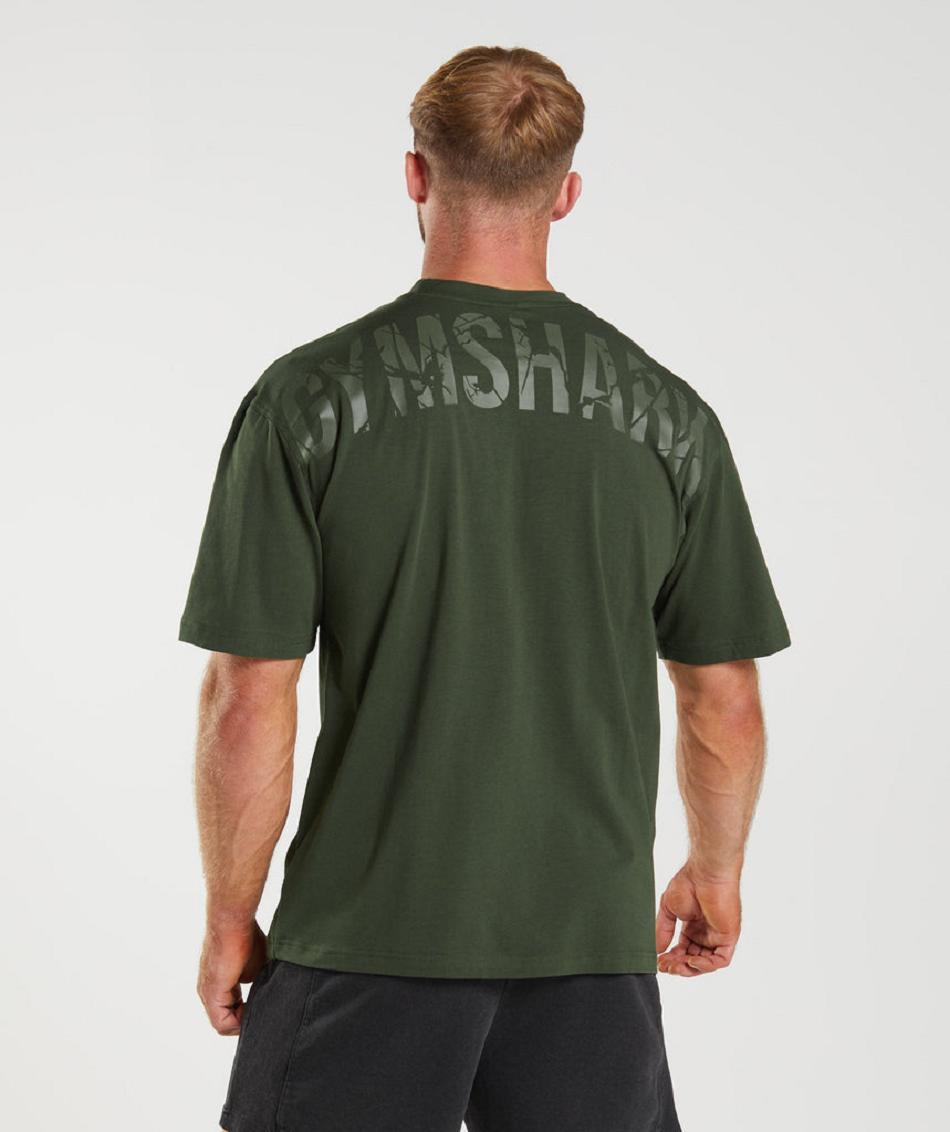 T Shirts Gymshark Power Hombre Verde Oliva | MX_3298EBC