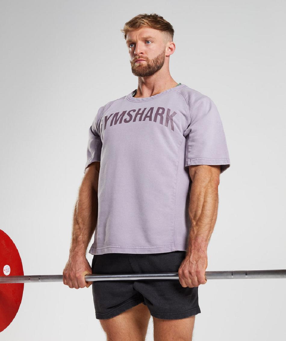 T Shirts Gymshark Power Washed Rag Top Hombre Morados | MX_3094SGL