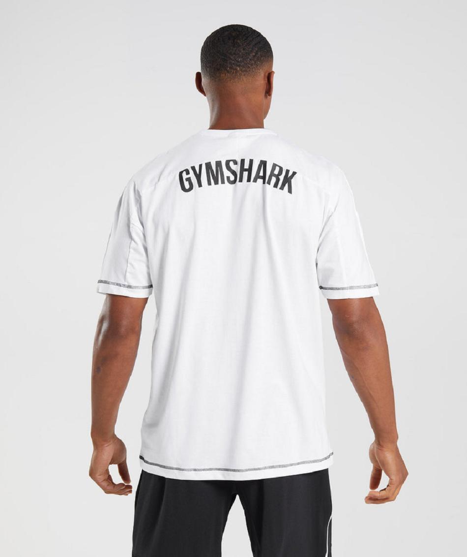 T Shirts Gymshark Recess Hombre Blancos Negros | MX_3206MQZ