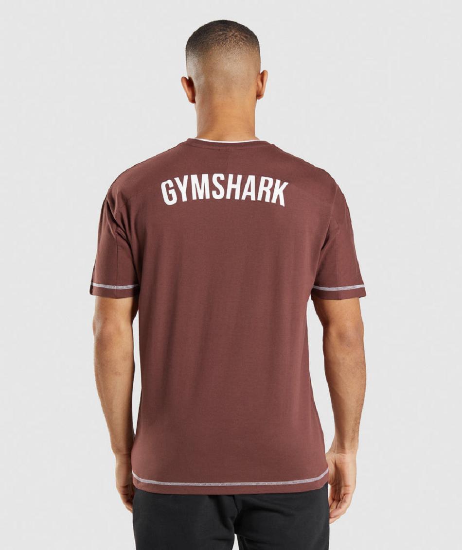 T Shirts Gymshark Recess Hombre Rosas Marrom Blancos | MX_3208WNB