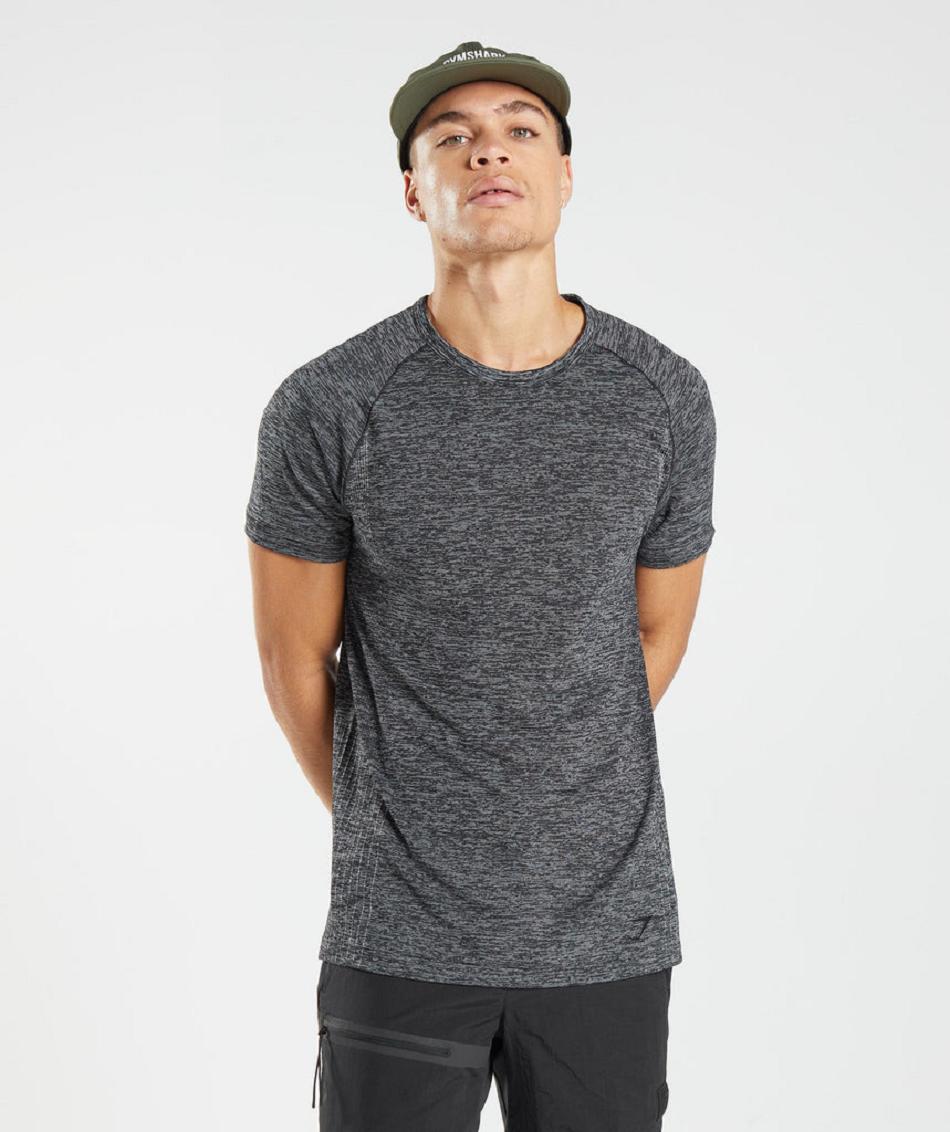 T Shirts Gymshark Retake Seamless Hombre Negros Blancos | MX_3220CTV