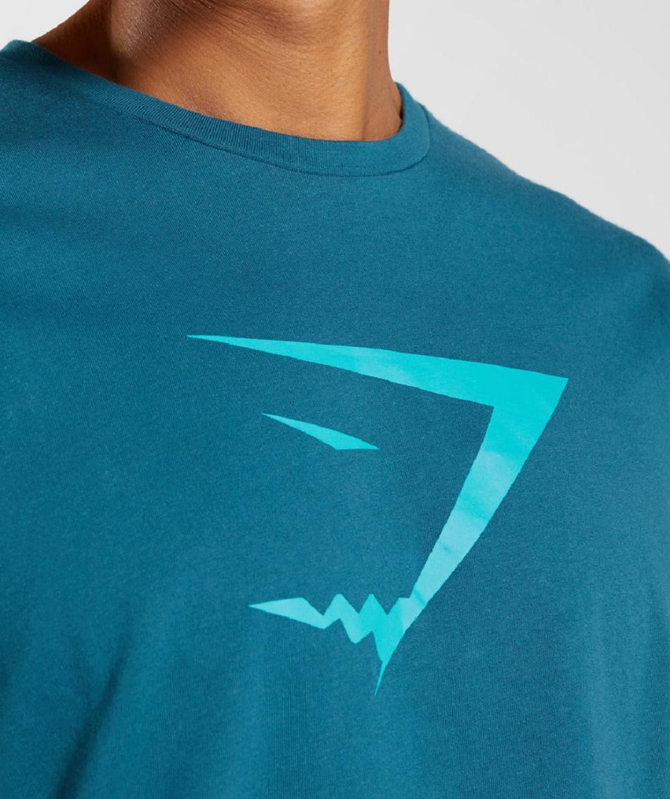 T Shirts Gymshark Sharkhead Infill Hombre Azules | MX_3234PJJ