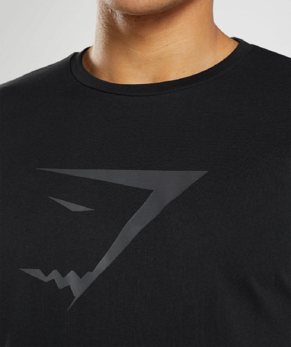 T Shirts Gymshark Sharkhead Infill Hombre Negros | MX_3249NWY