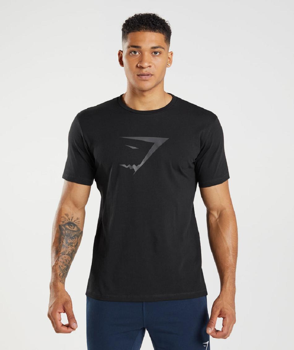 T Shirts Gymshark Sharkhead Infill Hombre Negros | MX_3249NWY