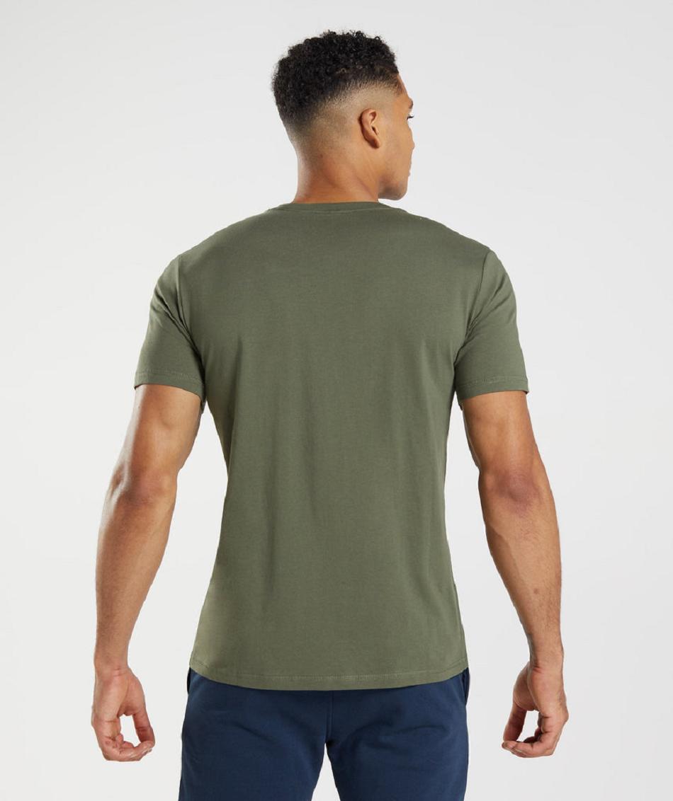 T Shirts Gymshark Sharkhead Infill Hombre Verde Oliva | MX_3251QMA