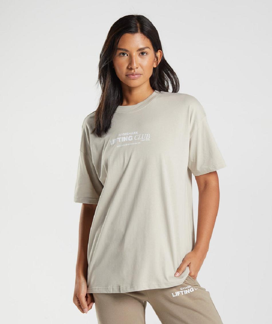 T Shirts Gymshark Social Club Oversized Mujer Grises | MX_4051HAP