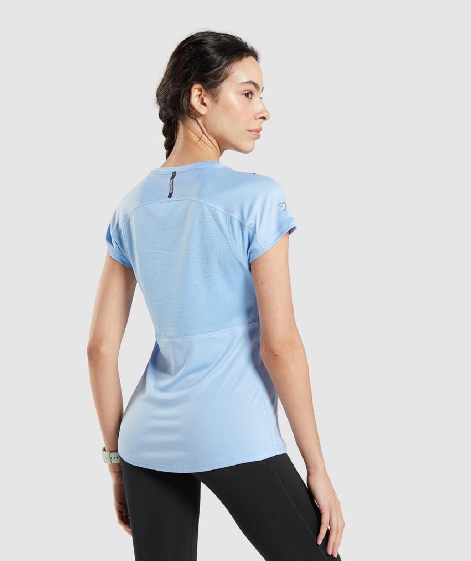 T Shirts Gymshark Speed Mujer Azules | MX_4028AHK