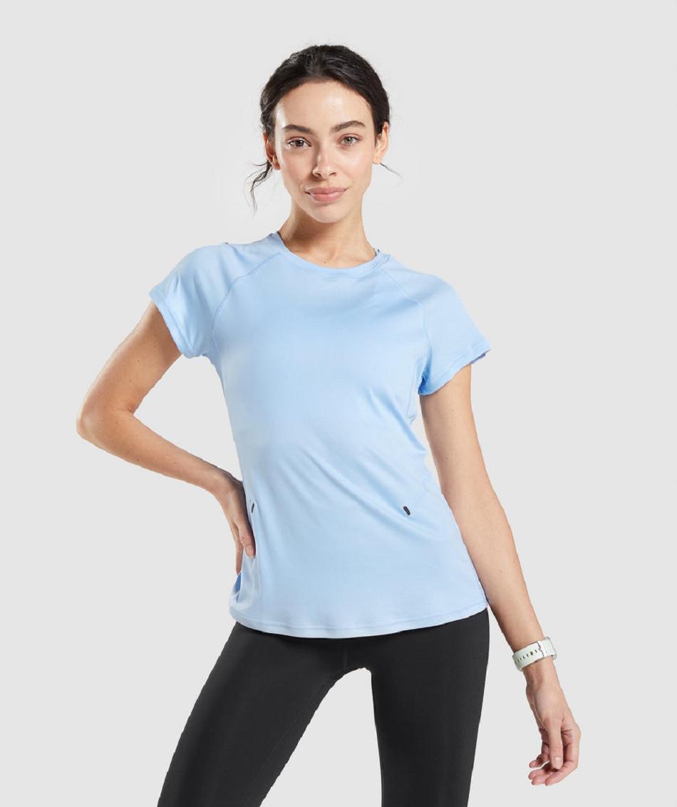 T Shirts Gymshark Speed Mujer Azules | MX_4028AHK