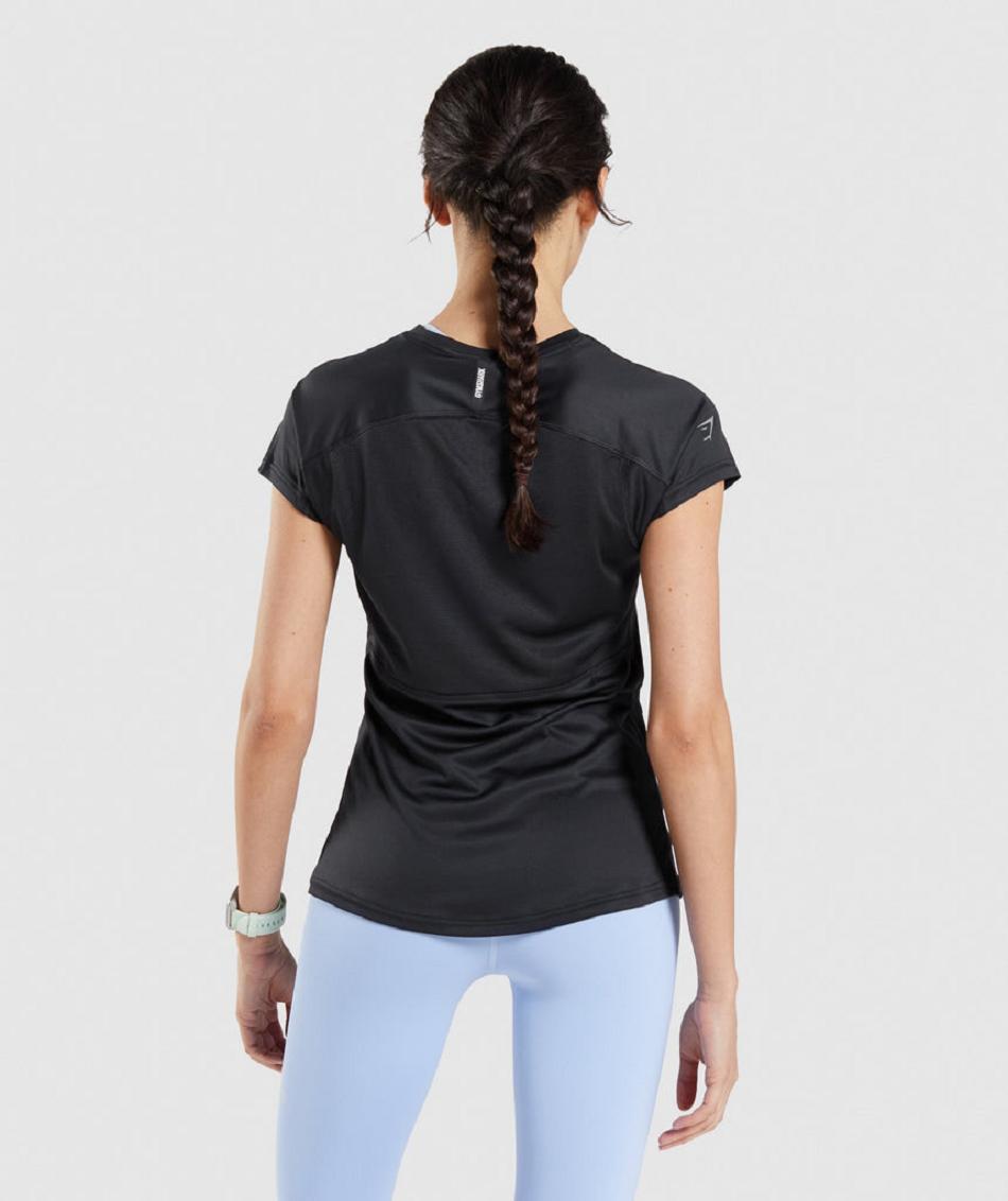 T Shirts Gymshark Speed Mujer Negros | MX_4011XYU