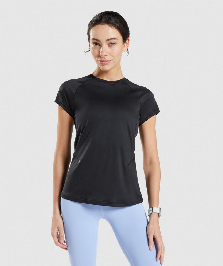 T Shirts Gymshark Speed Mujer Negros | MX_4011XYU