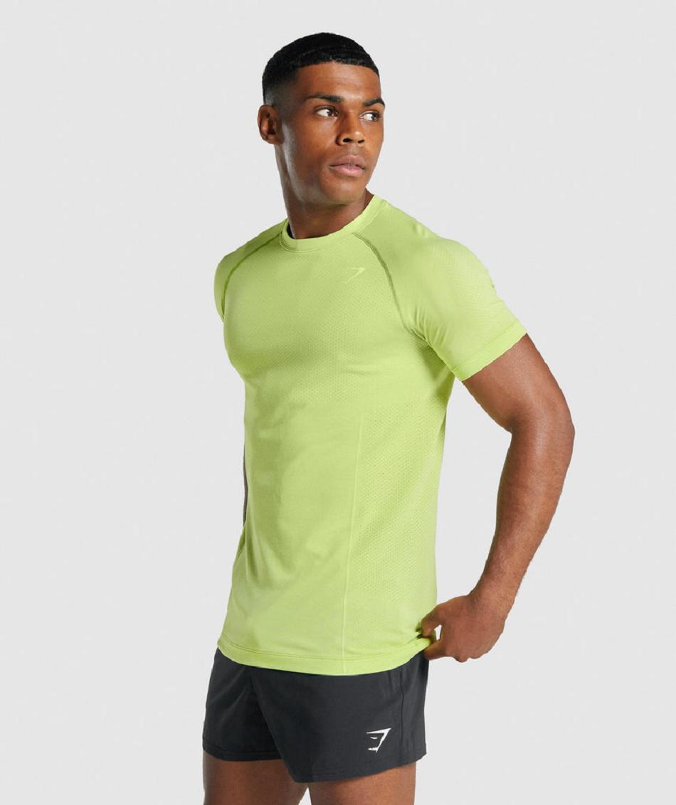 T Shirts Gymshark Vital Light Seamless Hombre Amarillos | MX_3203VRW