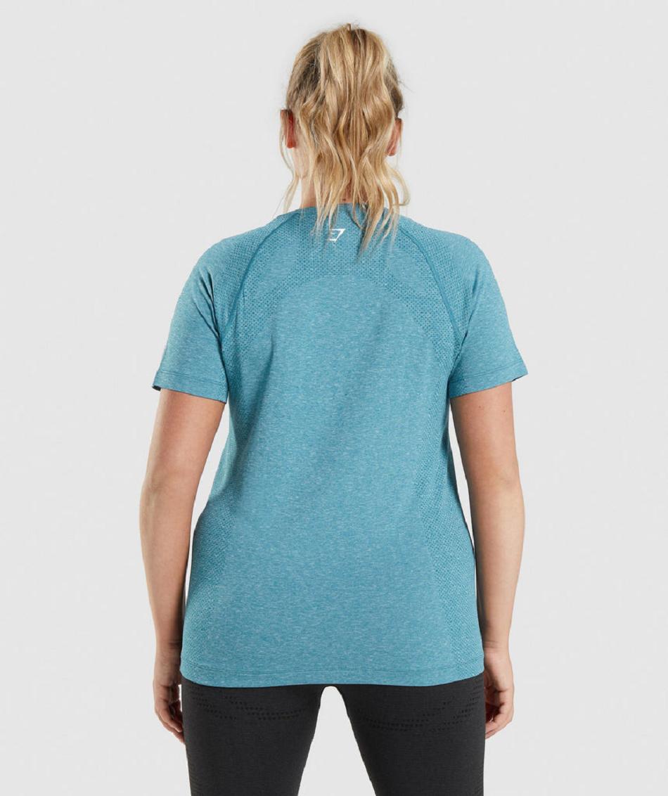 T Shirts Gymshark Vital Seamless 2.0 Light Mujer Turquesa | MX_4015NWY