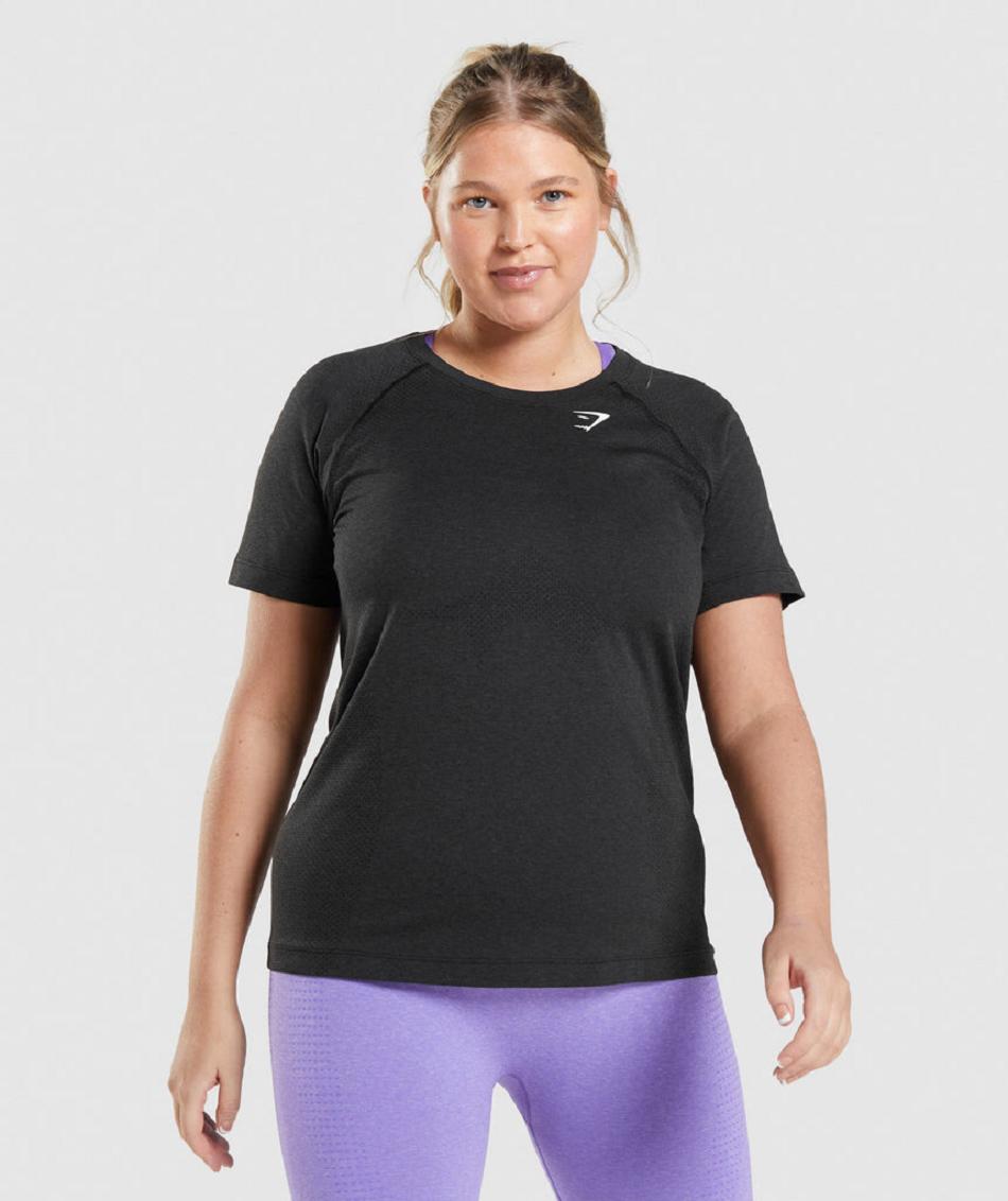 T Shirts Gymshark Vital Seamless 2.0 Light Mujer Negros | MX_4021TCE