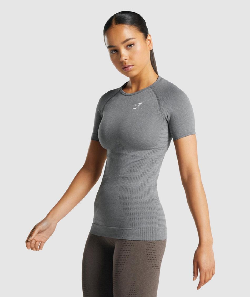 T Shirts Gymshark Vital Seamless 2.0 Mujer Grises | MX_4019EBC