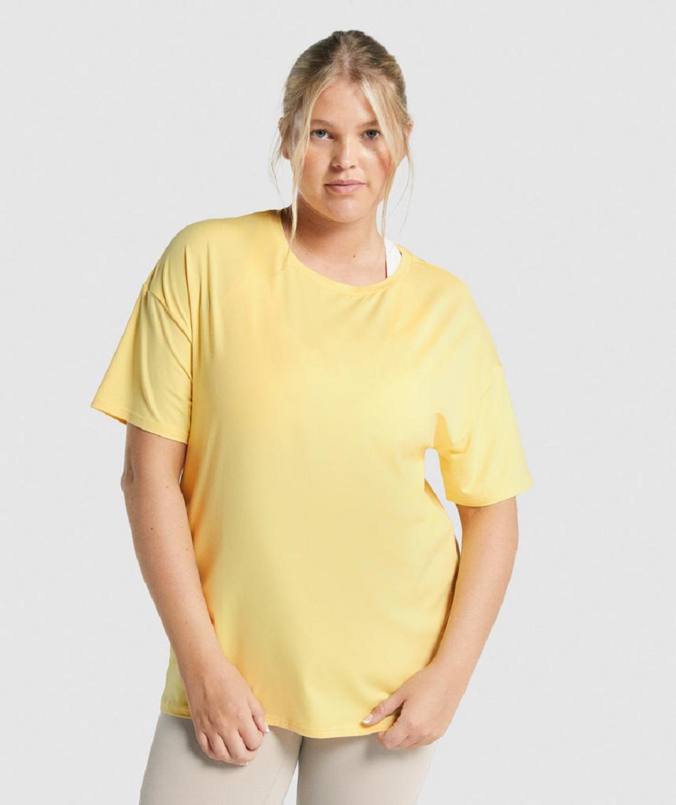 T Shirts Gymshark Whitney Oversized Mujer Amarillos | MX_4029SGL