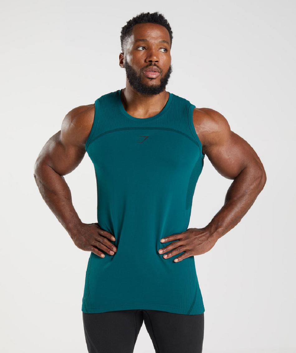 Tank Top Gymshark 315 Seamless Hombre Turquesa Negros | MX_3074KOR