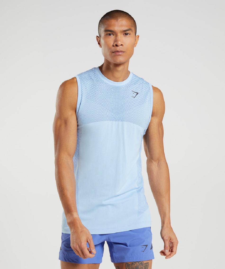 Tank Top Gymshark Apex Seamless Hombre Beige Azules Azules | MX_3025FDN