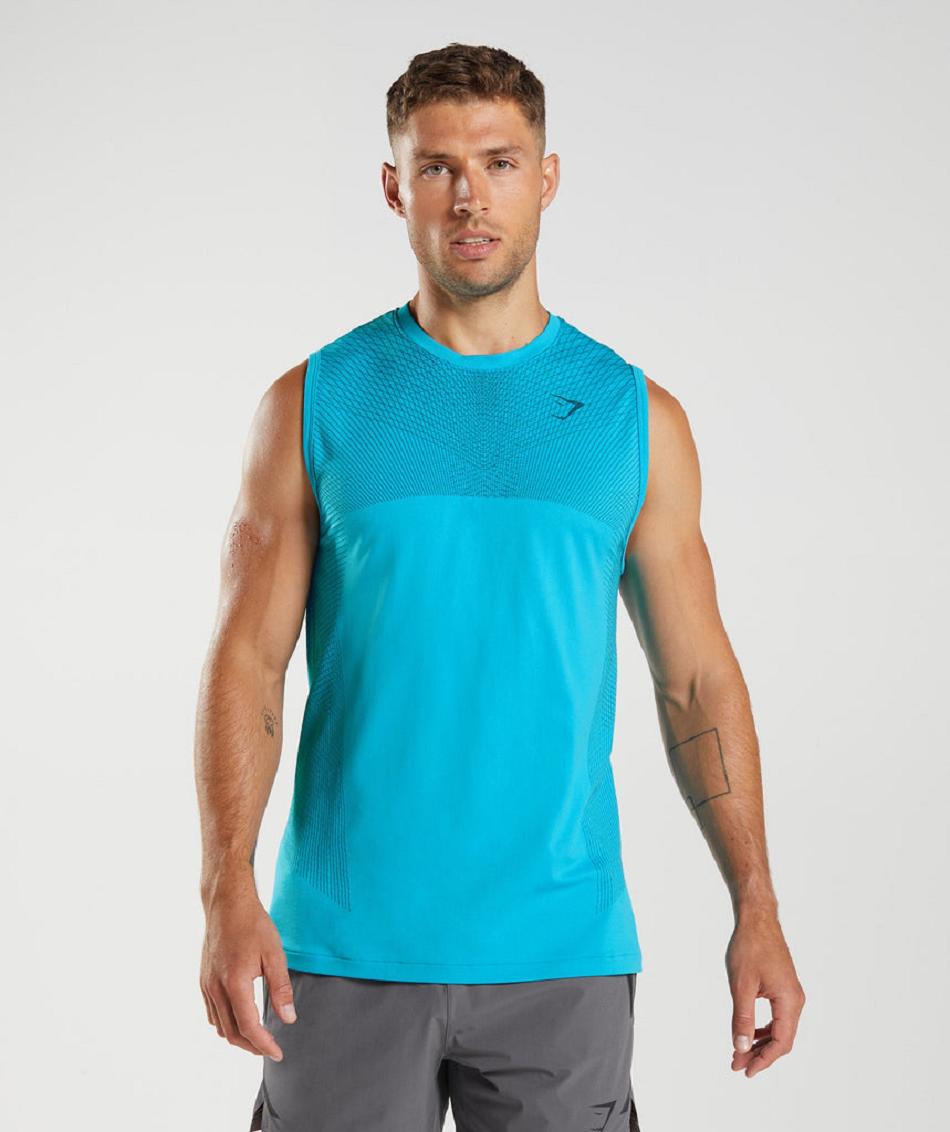 Tank Top Gymshark Apex Seamless Hombre Grises Oscuro Azules Azules | MX_3036NWY