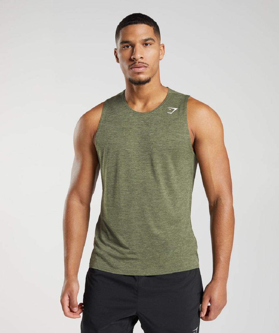 Tank Top Gymshark Arrival Slim Marl Hombre Verde Oliva Verde Oliva | MX_3055JPQ