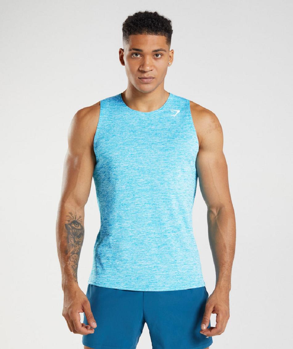 Tank Top Gymshark Arrival Slim Marl Hombre Grises Oscuro Azules Blancos | MX_3075LIS