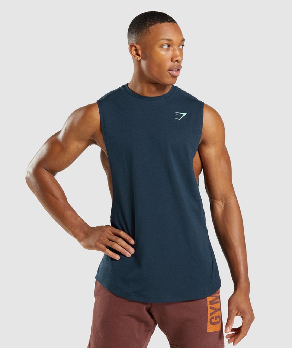 Tank Top Gymshark Bold Drop Arm Hombre Azul Marino | MX_3054HAP