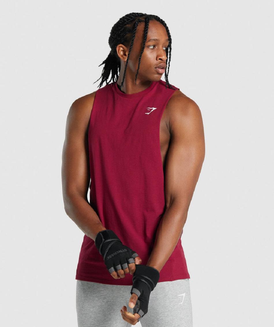 Tank Top Gymshark Critical 2.0 Drop Arm Hombre Vino | MX_3053GSO