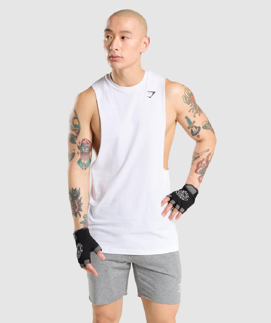 Tank Top Gymshark Critical Drop Arm Hombre Blancos | MX_3008VRW