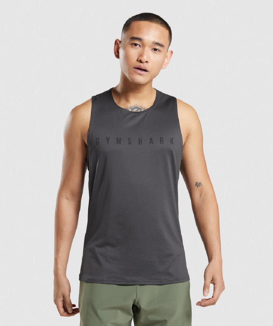 Tank Top Gymshark Deporte Stripe Hombre Negros Grises | MX_2998DFM