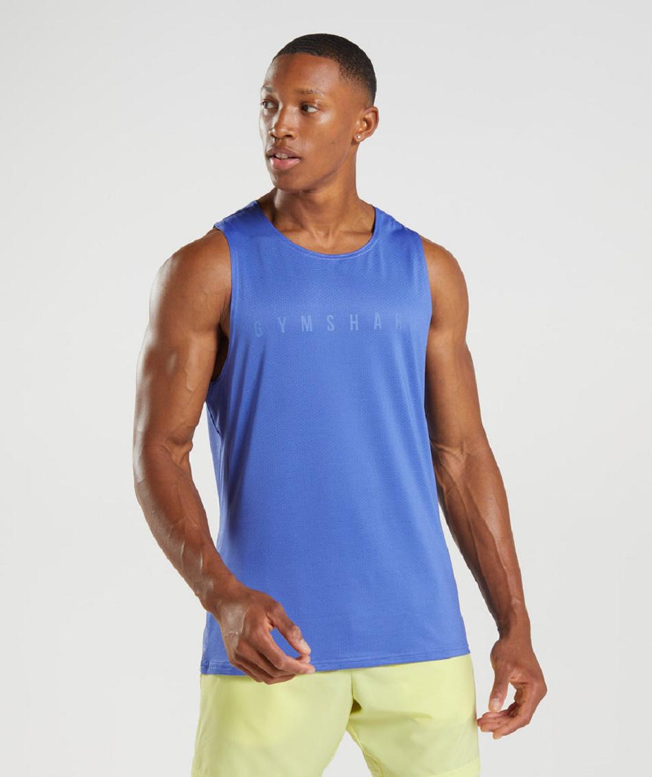 Tank Top Gymshark Deporte Stripe Hombre Azules | MX_3002JPQ