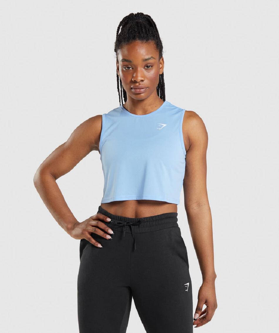 Tank Top Gymshark Entrenamiento Crop Mujer Azules | MX_3955JPQ