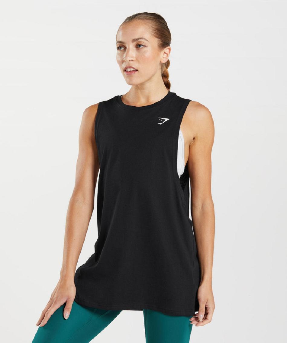 Tank Top Gymshark Entrenamiento Drop Arm Mujer Negros | MX_3952FDN