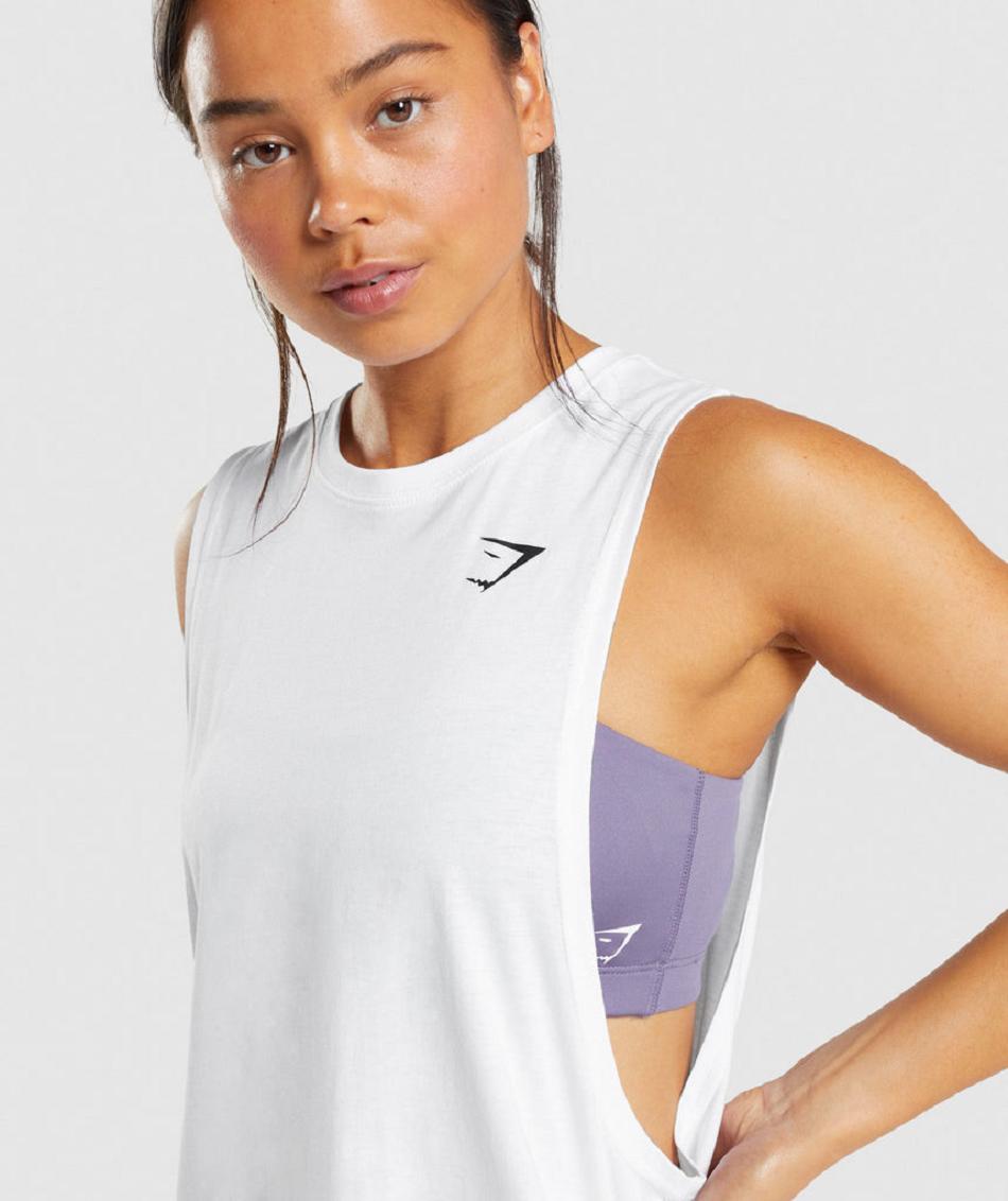 Tank Top Gymshark Entrenamiento Drop Arm Mujer Blancos | MX_3953GSO