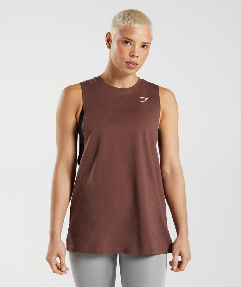 Tank Top Gymshark Entrenamiento Drop Arm Mujer Rosas Marrom | MX_3969TCE