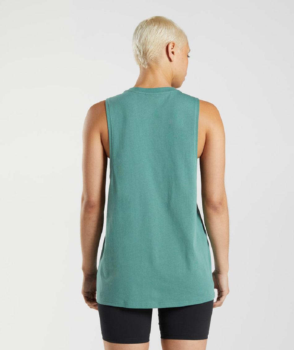 Tank Top Gymshark Entrenamiento Drop Arm Mujer Verdes | MX_3970YXF