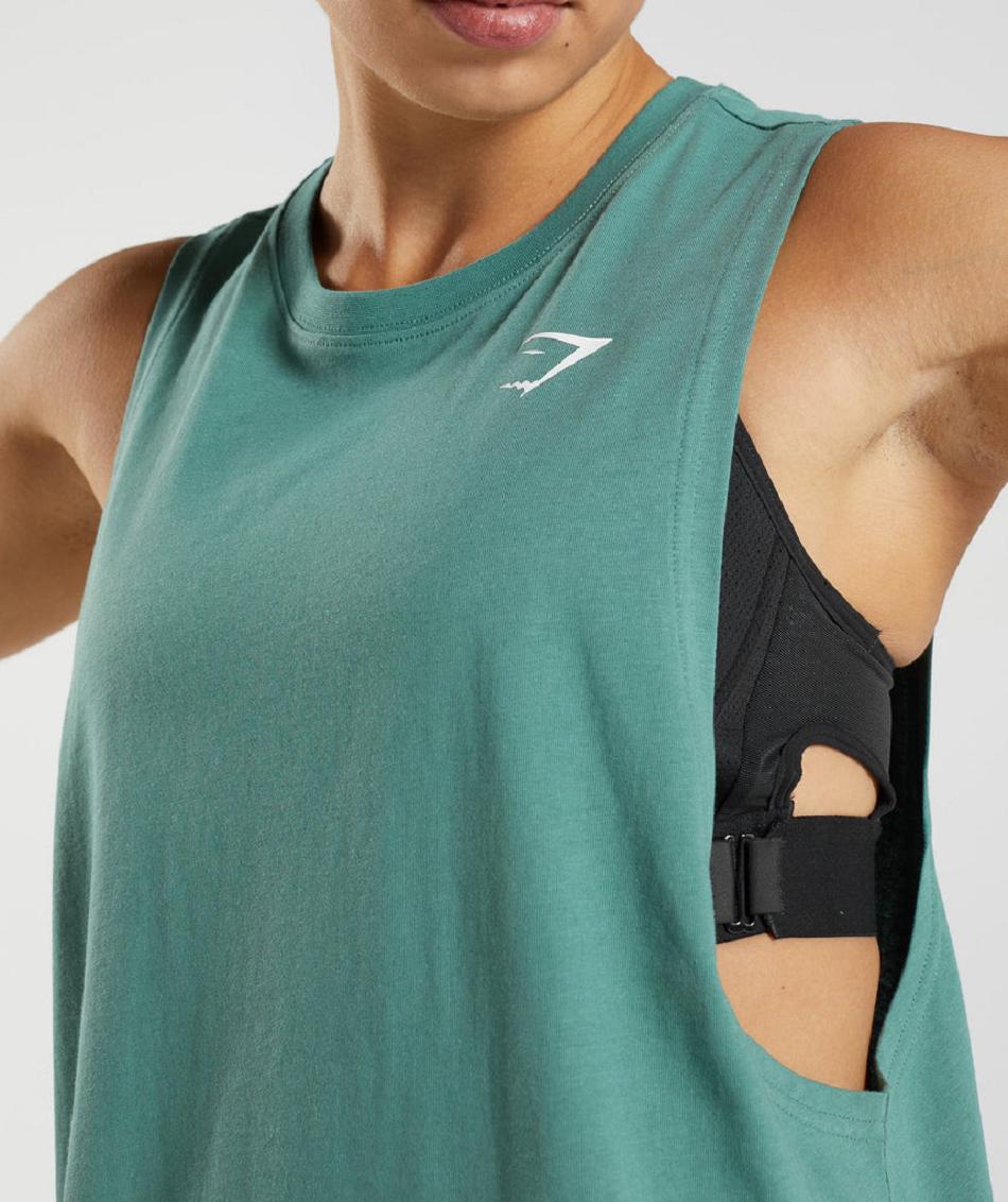 Tank Top Gymshark Entrenamiento Drop Arm Mujer Verdes | MX_3970YXF