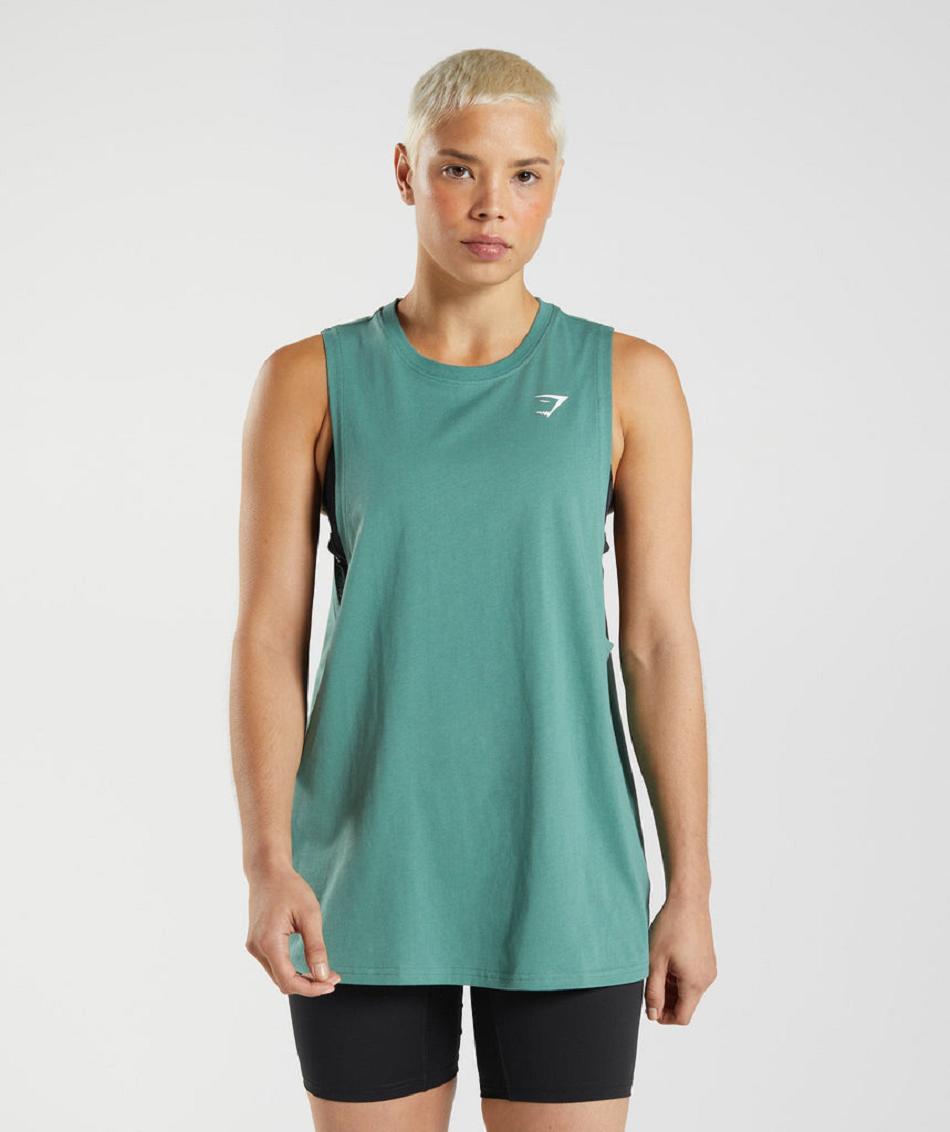 Tank Top Gymshark Entrenamiento Drop Arm Mujer Verdes | MX_3970YXF